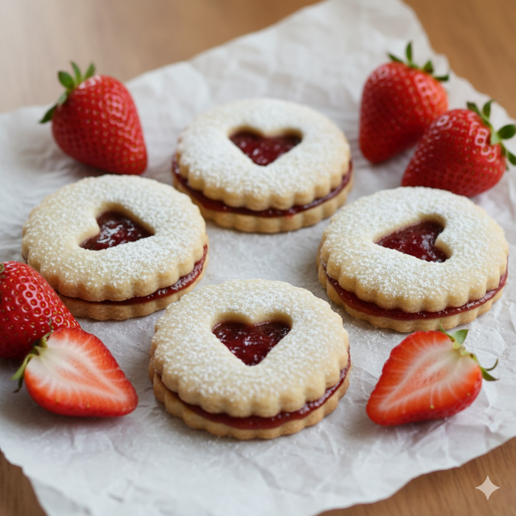 Strawberry Linzer Cookies (Pack of 5)